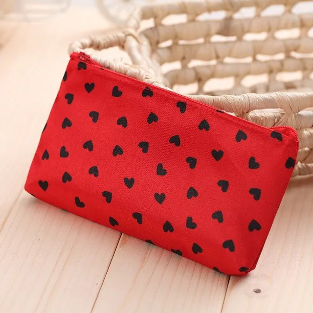 Small toiletry bag with heart motif for cosmetics and other