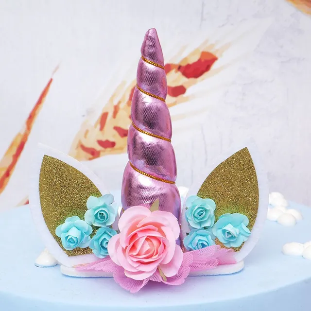Decoration for cake with unicorn - 5 variants pink