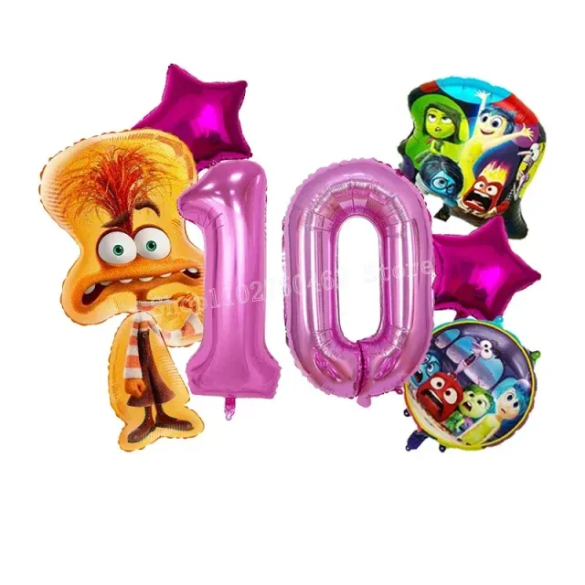 Ensemble de ballons d'anniversaire en aluminium avec numéro - personnages du film Vice-Versa 2