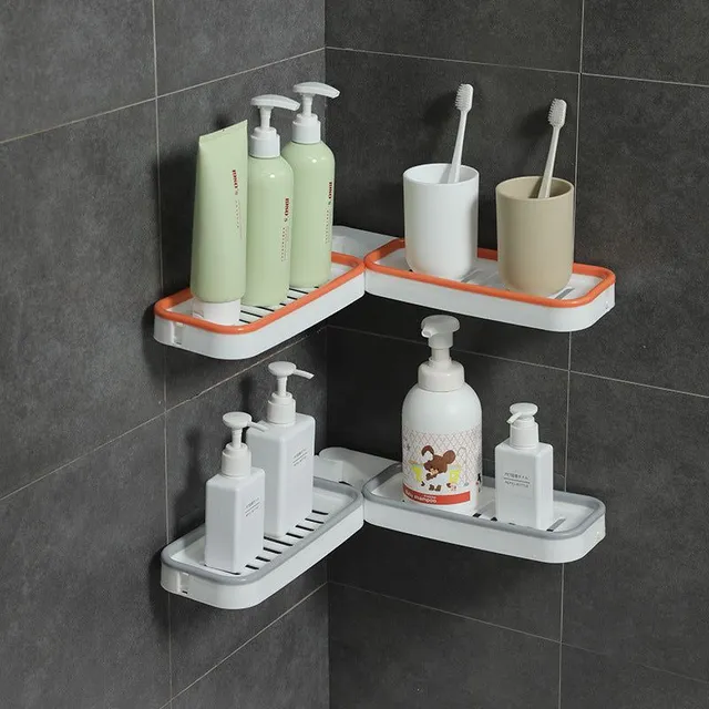 Suport de perete rotativ pentru săpun cu două scopuri pentru baie cu raft de colț