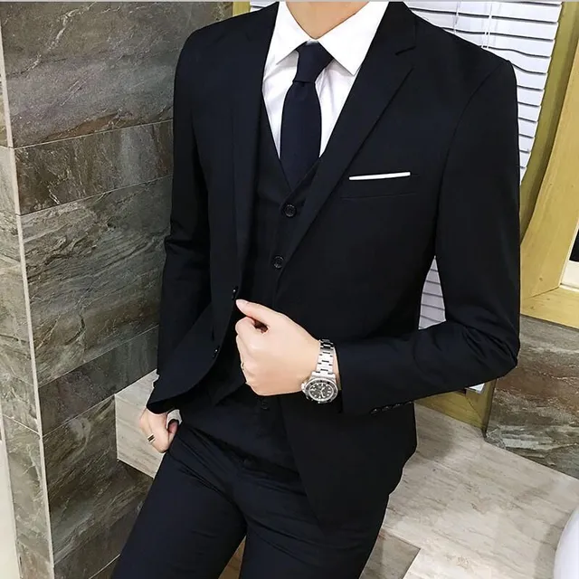 Luxusní oblek Set 3 Ks - formální sako + vesta + kalhoty