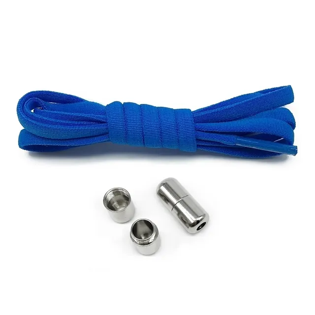Stylish shoelaces with metal clamping light-blue