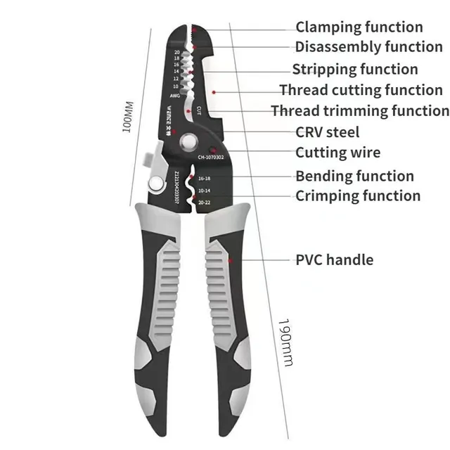 Odstraňovač izolácie drôtov Multi tool ire Stripper Elektrický strihač káblov