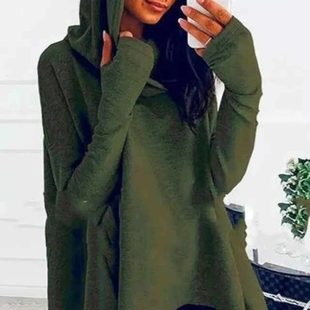 Ladies irregular hooded sweater