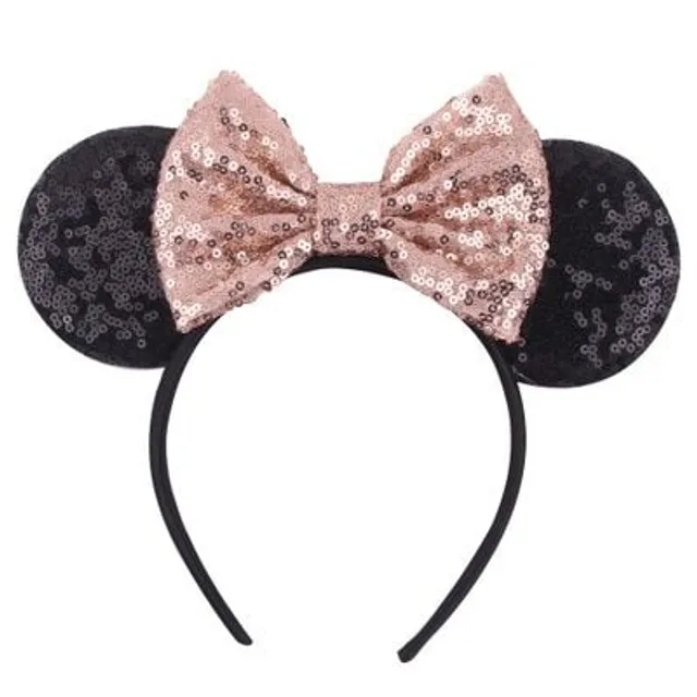 Bentita pentru copii cu urechi și paiete în motivele Mickey și Minnie Mouse