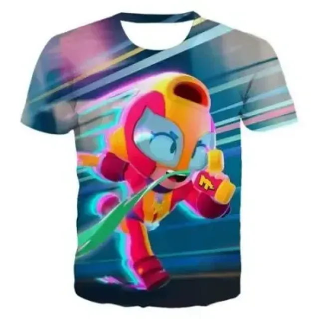 Kids short sleeve shirt with prints of popular Brawl Stars characters