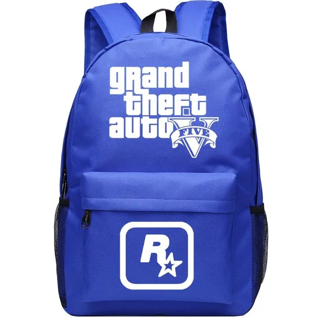 Plátěný batoh pro teenagery s motivy hry Grand Theft Auto 5 Blue 1