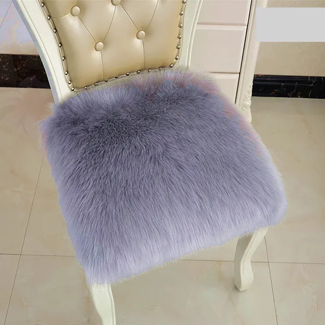 Beautiful furry chair pad gray 30x30-cm