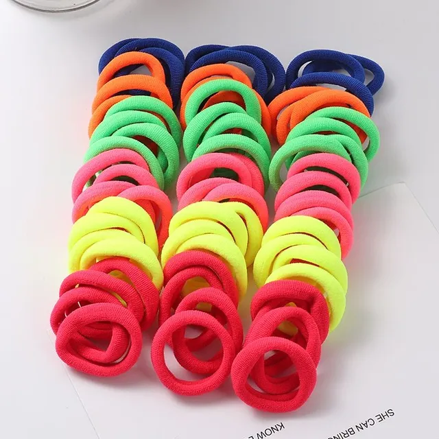 Girls coloured hair elastics 66 pcs