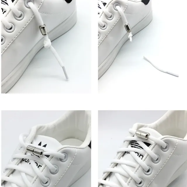 Stylish shoelaces with metal clamping