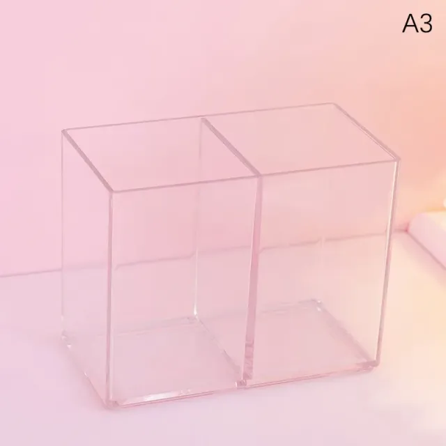 Transparent acrylic square pencil stand with multiple compartments