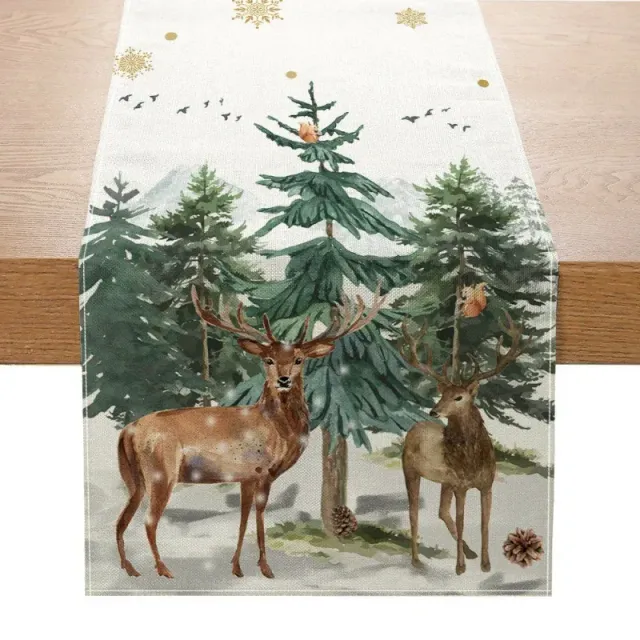 Stylish tablecloth with Christmas design to decorate the table at home