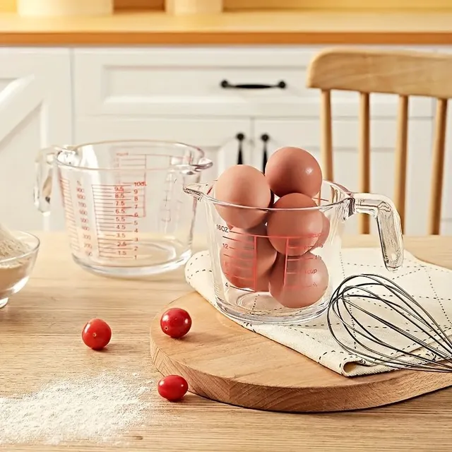 Mesure en verre avec graduation et poignée, 500 ml - résistant aux hautes températures, grande capacité, idéal pour la cuisson et le micro-ondes