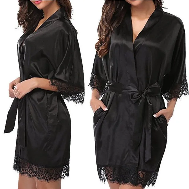 Ladies satin robe Nancy black s
