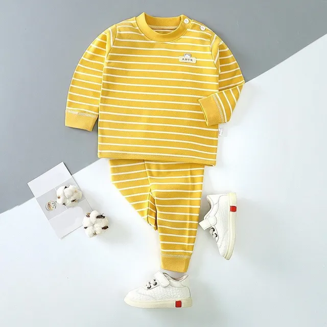 Baby striped sweatpants set dark Maribel zluta 5