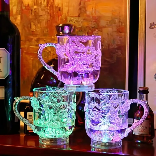 Magic acrylic cup with dragon pattern and LEDs