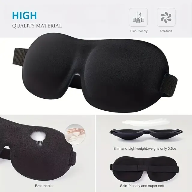 Sleeping mask 3D with contour, 100% blocking light, ultra-soft material