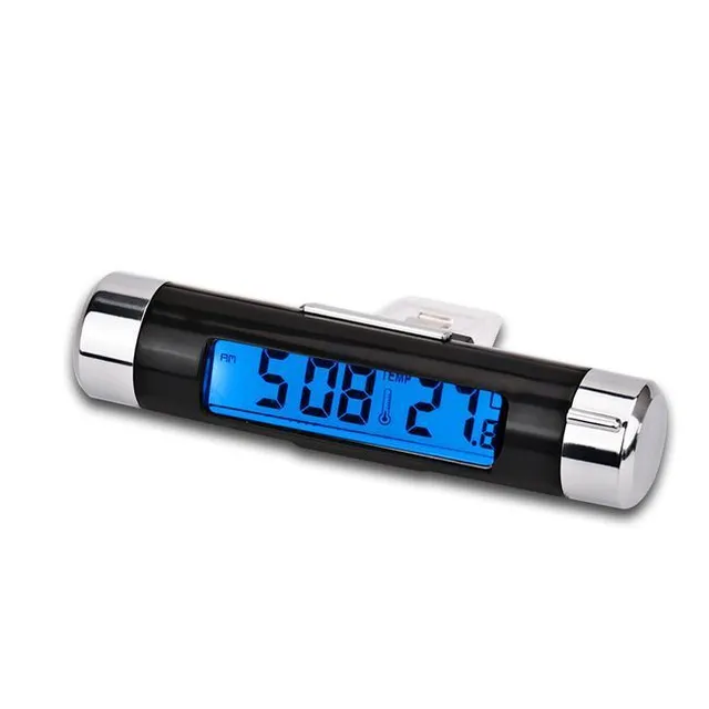 Car thermometer with clock and backlight