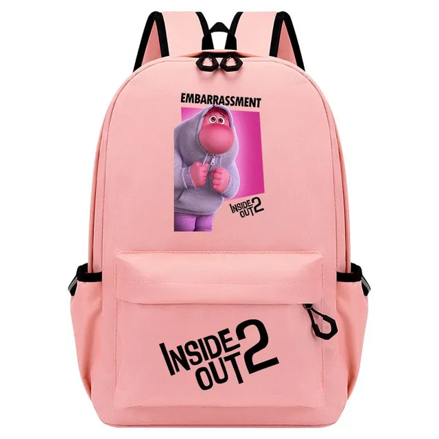 Single-colored school bag with postage pockets with prints in head 2 - Inside Out 2