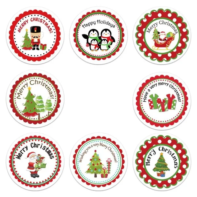 Merry Christmas stickers with print - 500 pcs