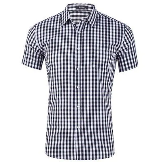 Men's two-color summer classic shirt with plaid design