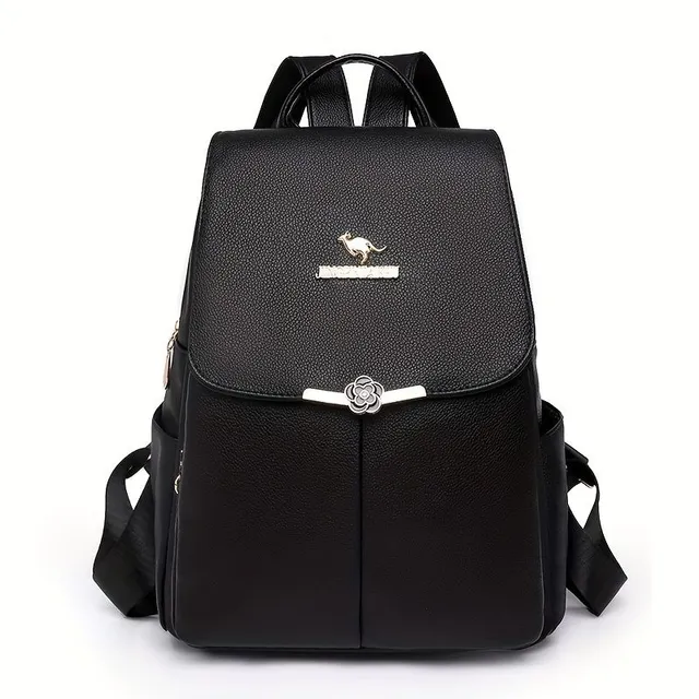 Women's backpack with faux leather flap, simple, for everyday wear and travel