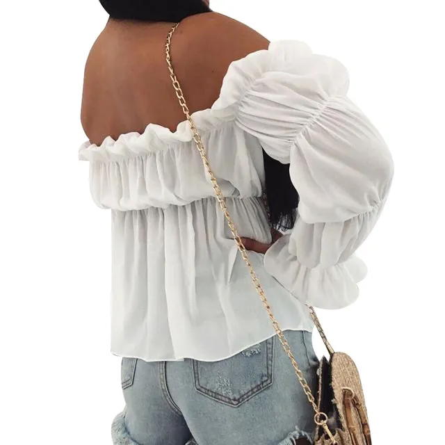 Summer blouse with exposed shoulders