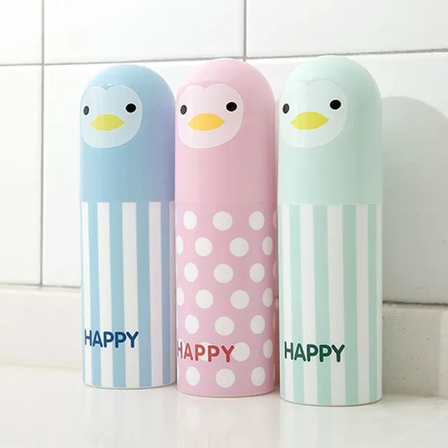 Penguin toothbrush and toothpaste case