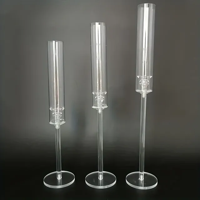 3 elegantné akrylové svietniky na plávajúcich sviečkach