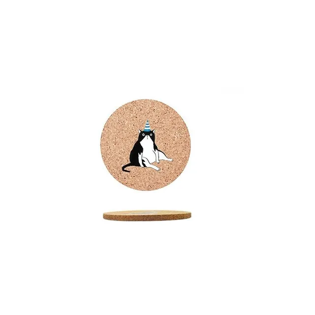 Cork coasters with cat and dog 2 pcs