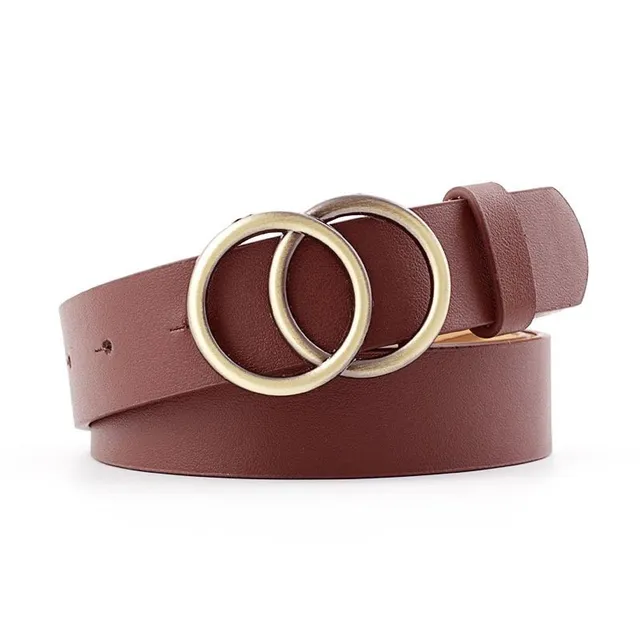 Fashionable ladies belt with round metal buckle