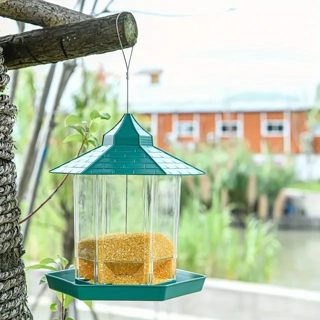 Automatic bird feeder, hanging, plastic