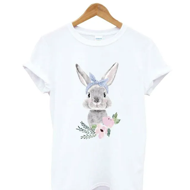 Women's T-shirt with rabbit print