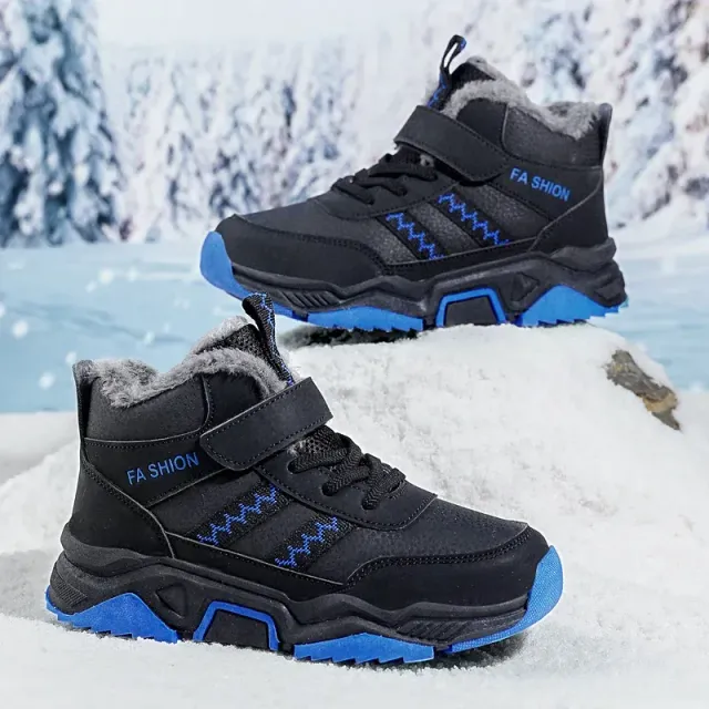 Children's winter shoes for boys, warm sports snow boots with cotton lining, fashion outdoor sneakers