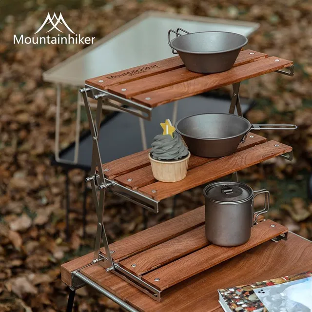 Portable three-level camping stand, picnics and barbecue