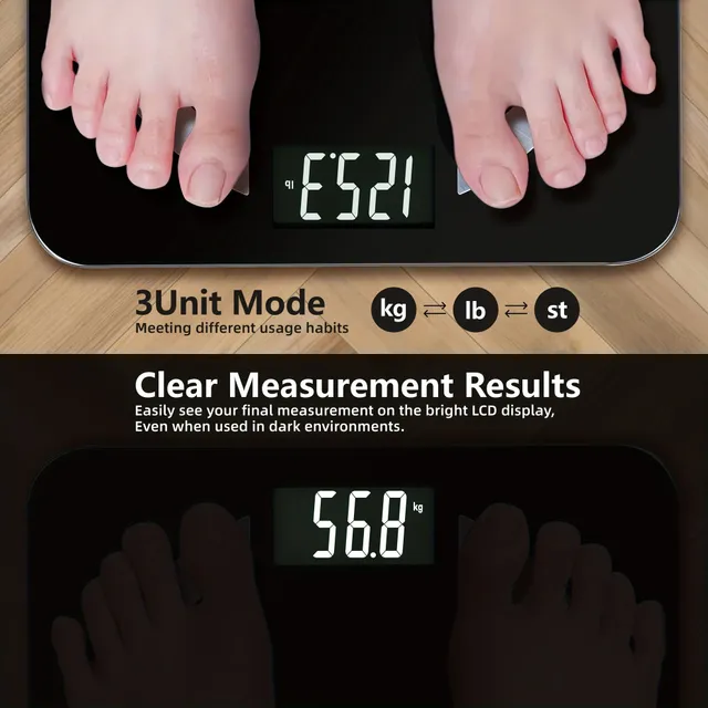 1 ks inteligentný telesný tuk, digitálny kúpeľ s aplikáciou Analyzátor telesného tuku monitoruje zdravotné merania BMI, telesný tuk, viscerálny tuk, vodu, svalovú a kostnú hmotu, kapacitu 396 kíl
