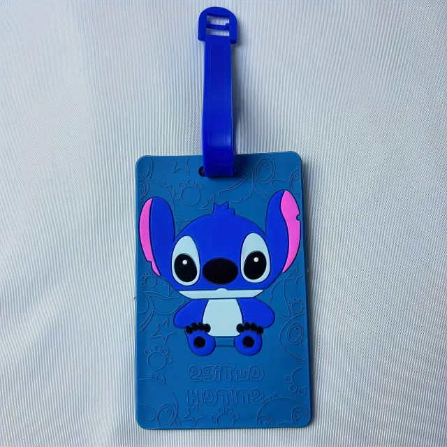 Disney Stitch 3D silicone luggage pendant, cartoon travel ID label, fashion dashboard holder, with safe attachment