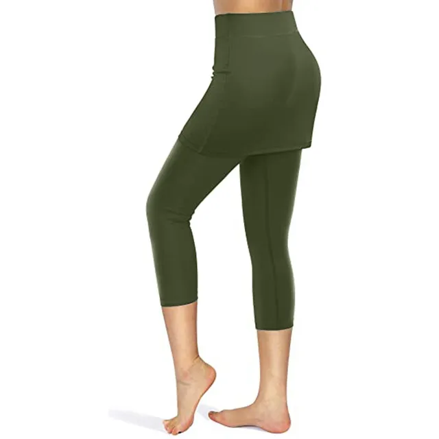 Women's Jogging Stretch 3/4 Leggings with Skirt