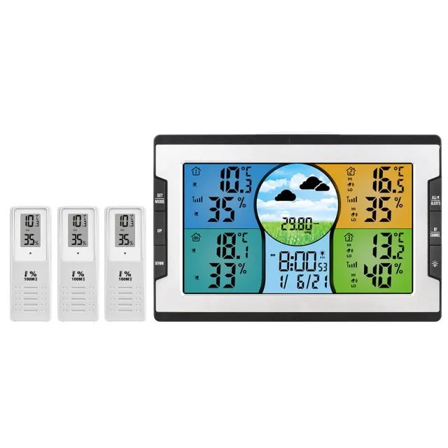 Digitálna meteorologická stanica s 3 diaľkovými senzormi 100m vnútorným monitorom vonkajšej teploty a vlhkosti Thermohygrometra