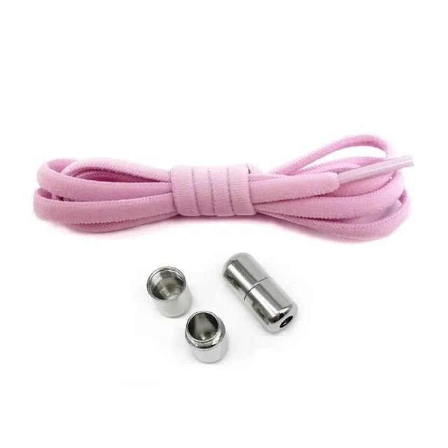 Stylish shoelaces with metal clamping light-pink