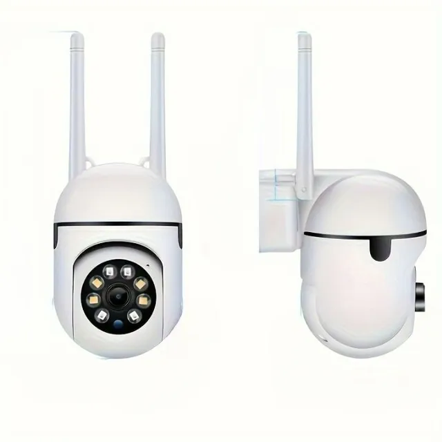Wireless HD indoor/outdoor security camera with colour night vision, two-way audio and pan/tilt function
