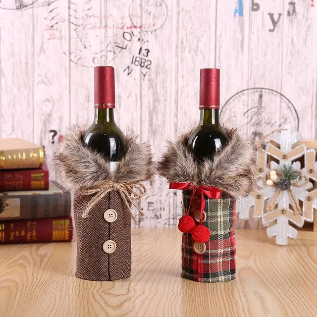 Beautiful wine bottle pouch with Christmas motif Debbie