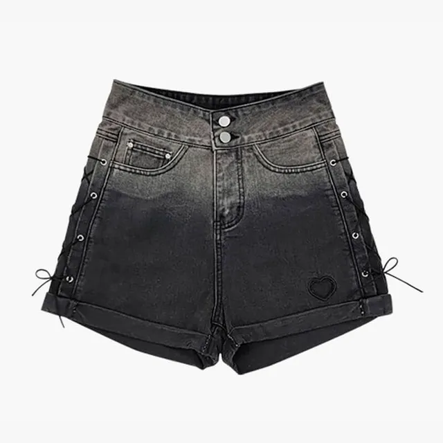 Dark gradient shorts with a hole in the heart of Grunge