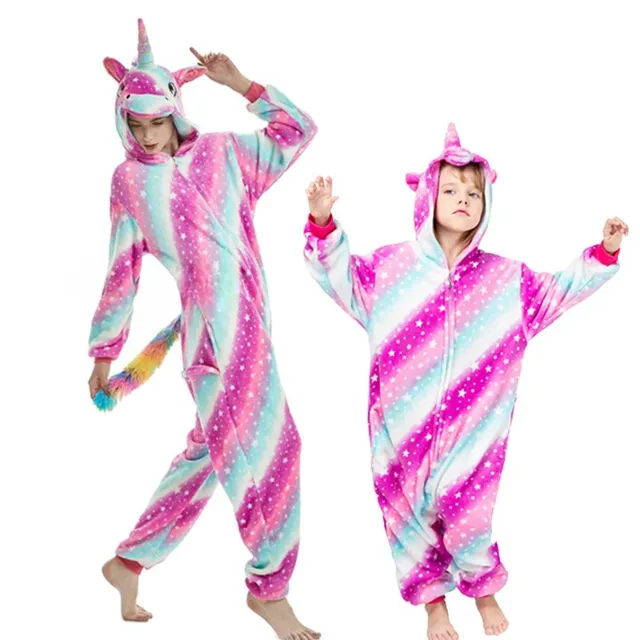 Universal animal jumpsuit for adults rose-star-unicorn l