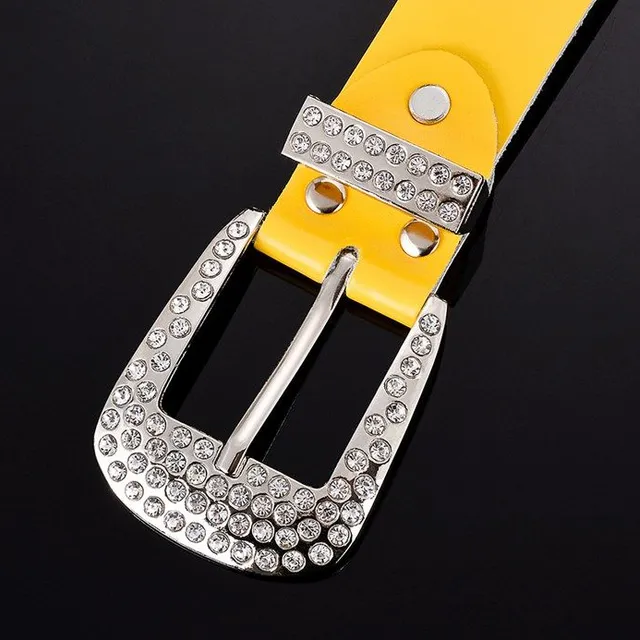 Modern leather belt with luxury rhinestones - 7 colours