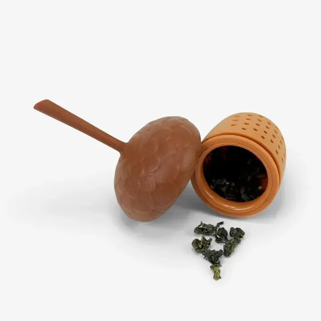 Cute silicone tea sieve in the shape of an acorn - brown color, suitable as a gift