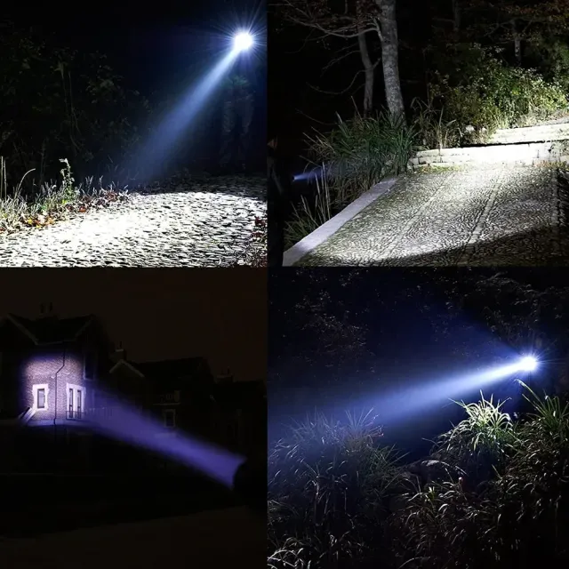 Výkonná LED kempovacia lampa s 5 režimami osvetlenia a zoomu