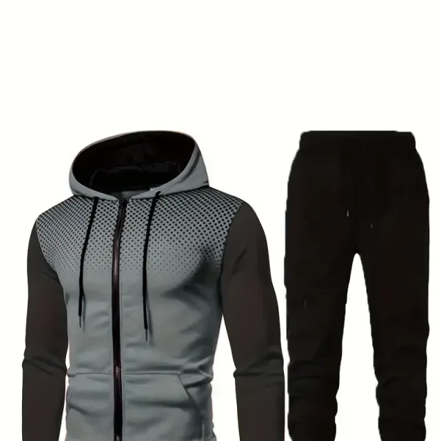 Classic Men's Athletic Kit Two-piece Wardrobe Sets Common Mikins Na Zip With Long Sleeve Kit Set with Hood and Jogging Pants Pro Exercise in Gym Run