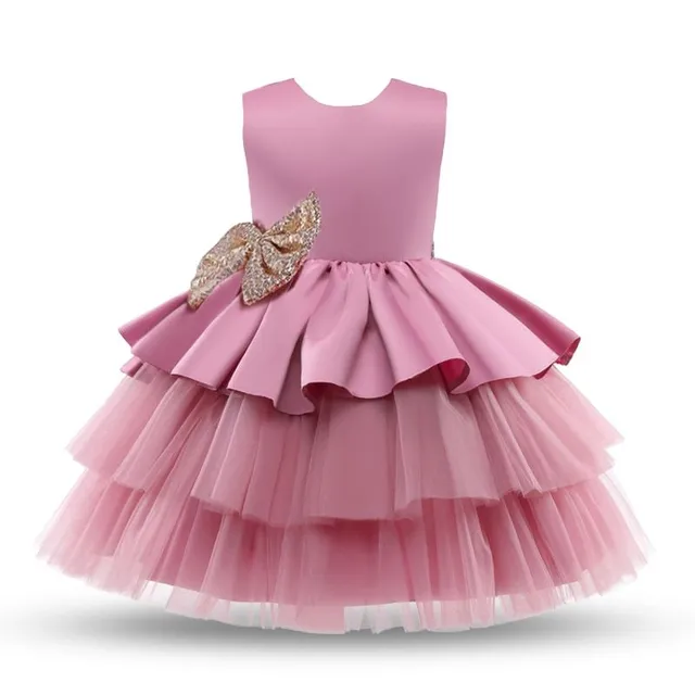 Girls formal fluffy dress with big bow