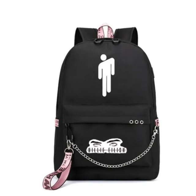 Beautiful school backpack for girls and boys with Billie Eilish motif as pictures